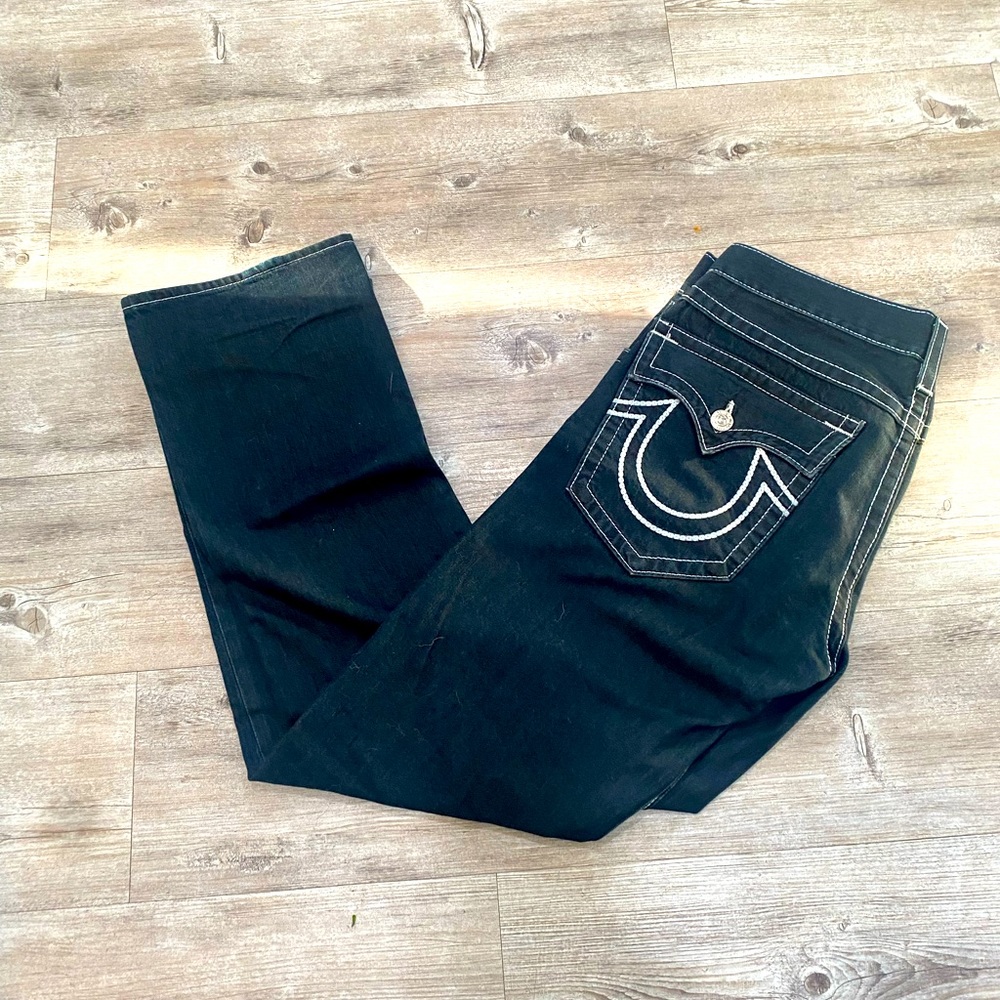 straight leg denim blue true religion jeans